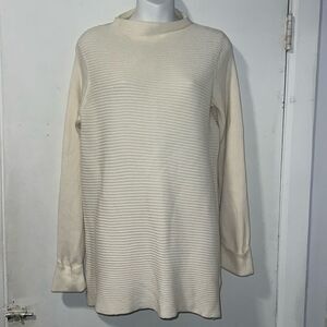 LOGO Lori Goldstein Alabaster Cloudia Ribbed Sweater-M